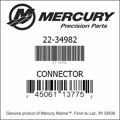 Bar codes for Mercury Marine part number 22-34982