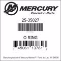 Bar codes for Mercury Marine part number 25-35027