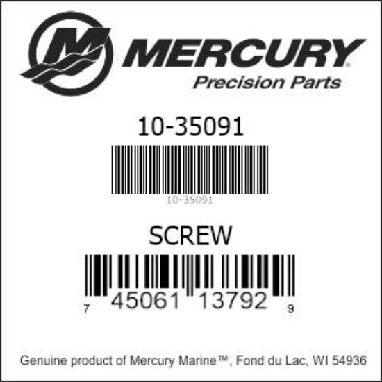 Bar codes for Mercury Marine part number 10-35091