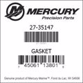 Bar codes for Mercury Marine part number 27-35147