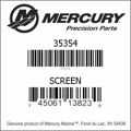Bar codes for Mercury Marine part number 35354