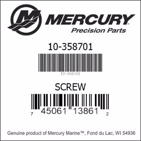 Bar codes for Mercury Marine part number 10-358701