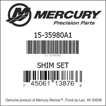 Mercury Marine part number 15-35980A1 SHIM SET Bar codes for Mercury Marine part number 15-35980A1