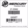 Bar codes for Mercury Marine part number 27-35982