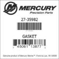 Bar codes for Mercury Marine part number 27-35982