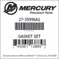 Bar codes for Mercury Marine part number 27-35996A1