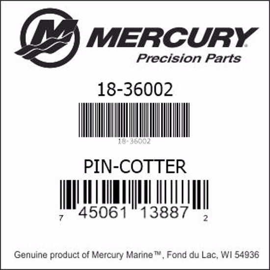 Bar codes for Mercury Marine part number 18-36002