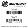 Bar codes for Mercury Marine part number 36184