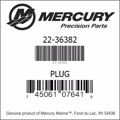 Bar codes for Mercury Marine part number 22-36382