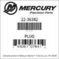 Bar codes for Mercury Marine part number 22-36382