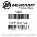 Bar codes for Mercury Marine part number 36405