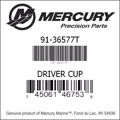 Bar codes for Mercury Marine part number 91-36577T