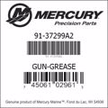 Bar codes for Mercury Marine part number 91-37299A2