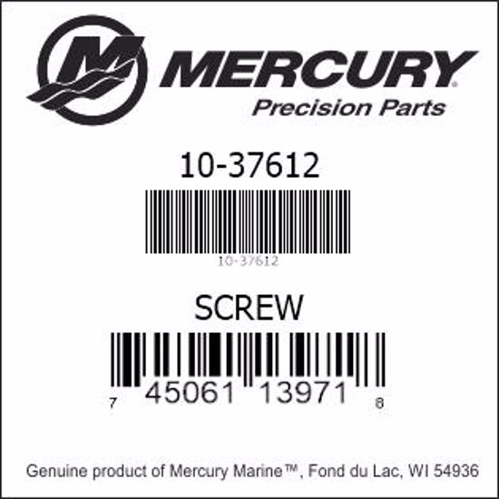 Bar codes for Mercury Marine part number 10-37612
