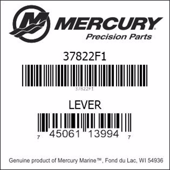Bar codes for Mercury Marine part number 37822F1