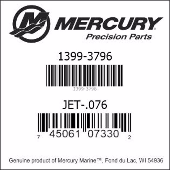 Bar codes for Mercury Marine part number 1399-3796