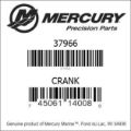 Bar codes for Mercury Marine part number 37966