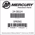 Bar codes for Mercury Marine part number 24-38114