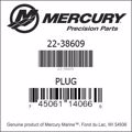Bar codes for Mercury Marine part number 22-38609