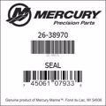 Bar codes for Mercury Marine part number 26-38970