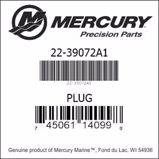 Bar codes for Mercury Marine part number 22-39072A1