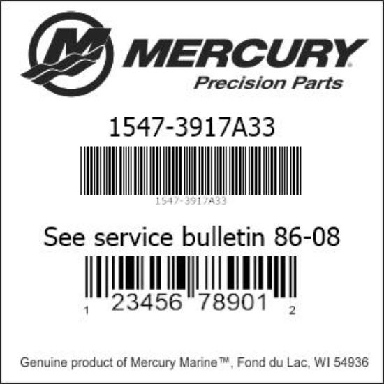 Bar codes for Mercury Marine part number 1547-3917A33
