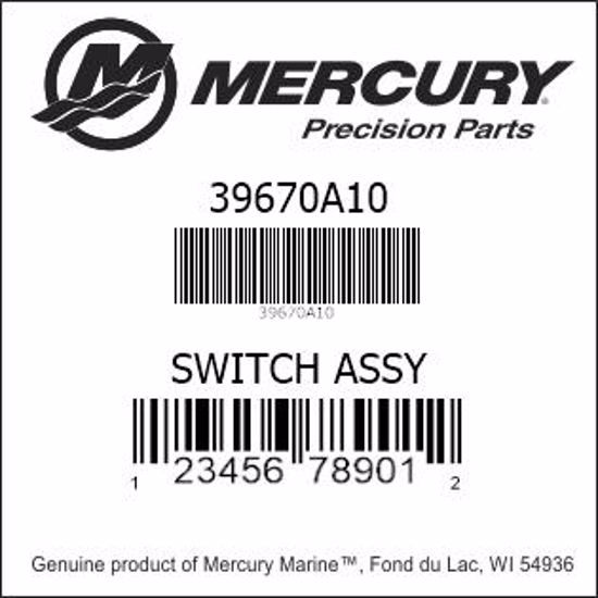 Bar codes for Mercury Marine part number 39670A10