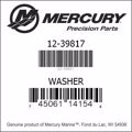 Bar codes for Mercury Marine part number 12-39817