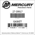 Bar codes for Mercury Marine part number 27-39917