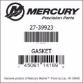 Bar codes for Mercury Marine part number 27-39923