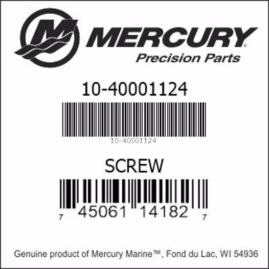 Bar codes for Mercury Marine part number 10-40001124