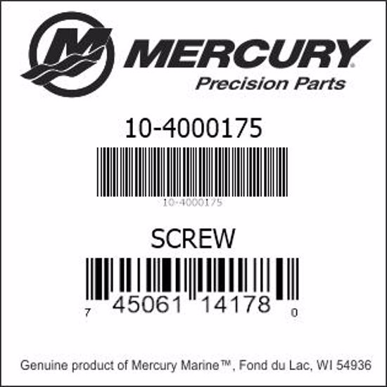 Bar codes for Mercury Marine part number 10-4000175