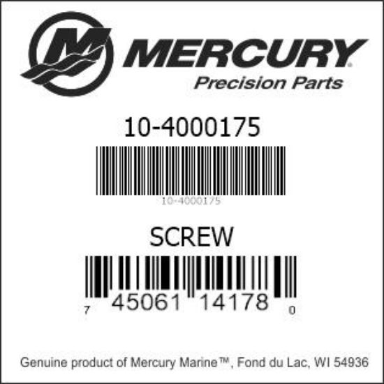 Bar codes for Mercury Marine part number 10-4000175