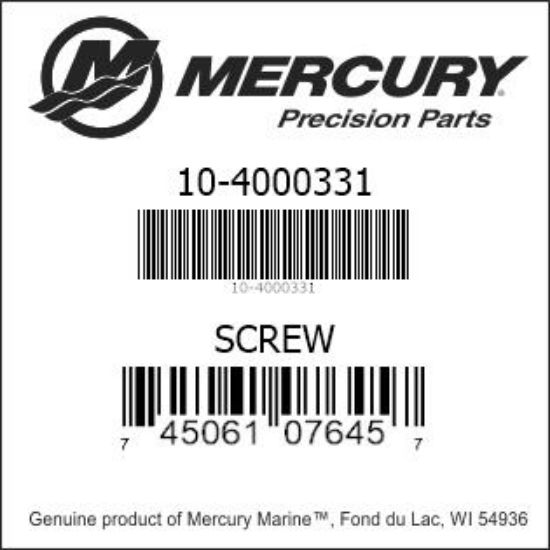 Bar codes for Mercury Marine part number 10-4000331