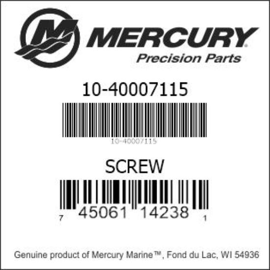 Bar codes for Mercury Marine part number 10-40007115