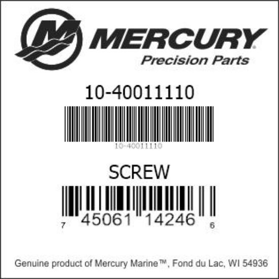 Bar codes for Mercury Marine part number 10-40011110
