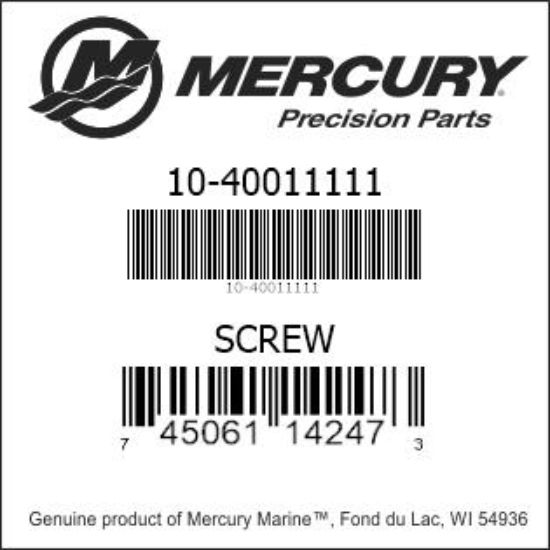 Bar codes for Mercury Marine part number 10-40011111