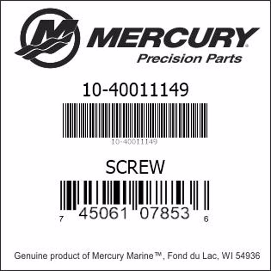 Bar codes for Mercury Marine part number 10-40011149