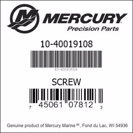 Bar codes for Mercury Marine part number 10-40019108