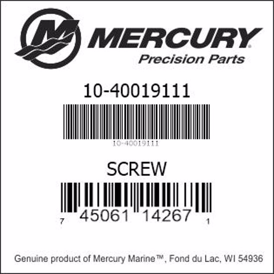 Bar codes for Mercury Marine part number 10-40019111