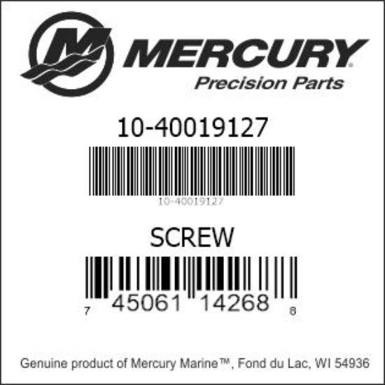 Bar codes for Mercury Marine part number 10-40019127