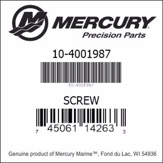 Bar codes for Mercury Marine part number 10-4001987