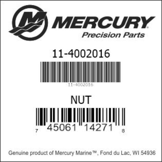 Bar codes for Mercury Marine part number 11-4002016