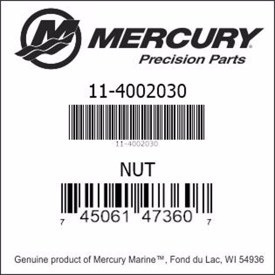 Bar codes for Mercury Marine part number 11-4002030