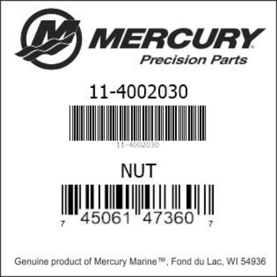 Bar codes for Mercury Marine part number 11-4002030