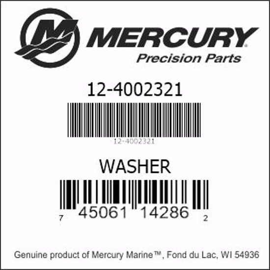 Bar codes for Mercury Marine part number 12-4002321