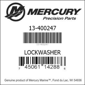 Mercury Marine part number 13-400247 LOCKWASHER Bar codes for Mercury Marine part number 13-400247