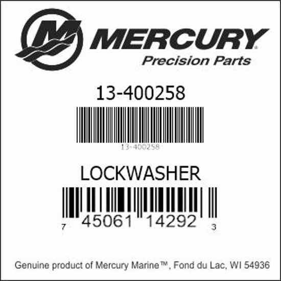 Bar codes for Mercury Marine part number 13-400258