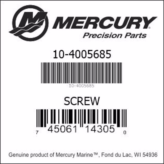 Bar codes for Mercury Marine part number 10-4005685