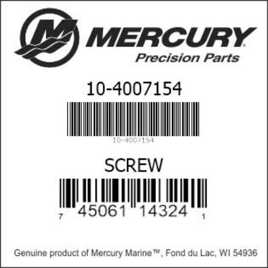 Bar codes for Mercury Marine part number 10-4007154